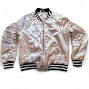 Charlotte Russe Light Pink Y2K Retro Jacket, front zipper, Size S